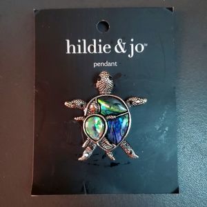 Hildie & Jo Metal & Shell Turtle Pendant